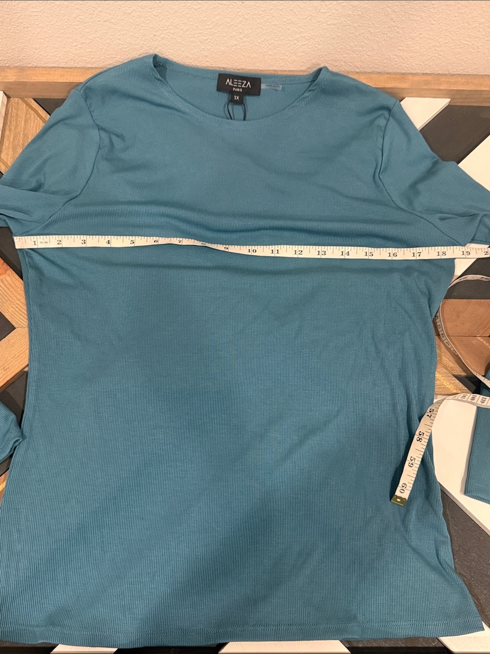Aleeza Paris Essential Long-Sleeve Ribbed Shirt in Slate Blue Size 1X NWT - Picture 4 of 6